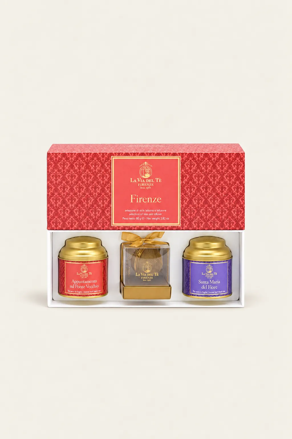 Coffret cadeau de thé Firenze – 2 boîtes et infuseur