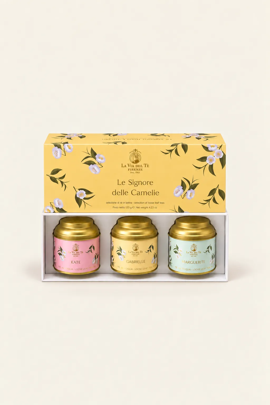 Coffret cadeau de thé Le Signore delle Camelie – 3 boîtes