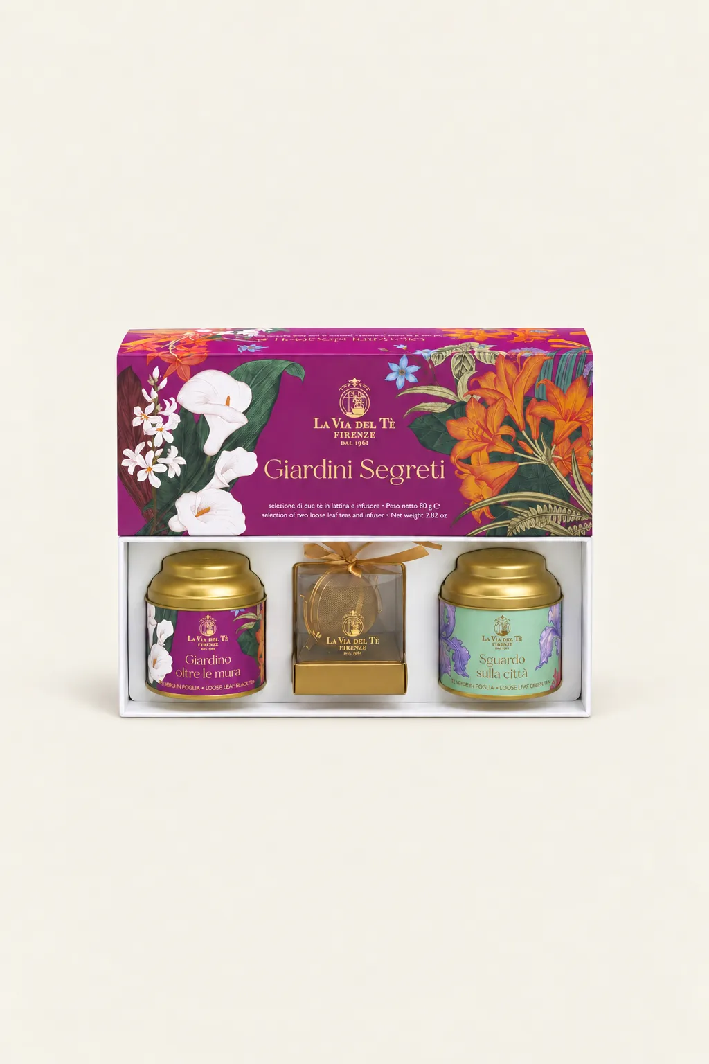Cofanetto regalo tè Giardini Segreti – 2 lattine e infusore
