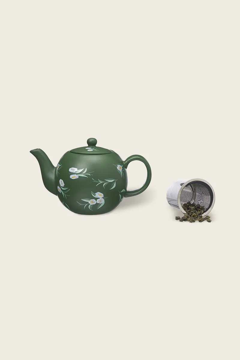 Théière Camelia Vert Forêt En Porcelaine